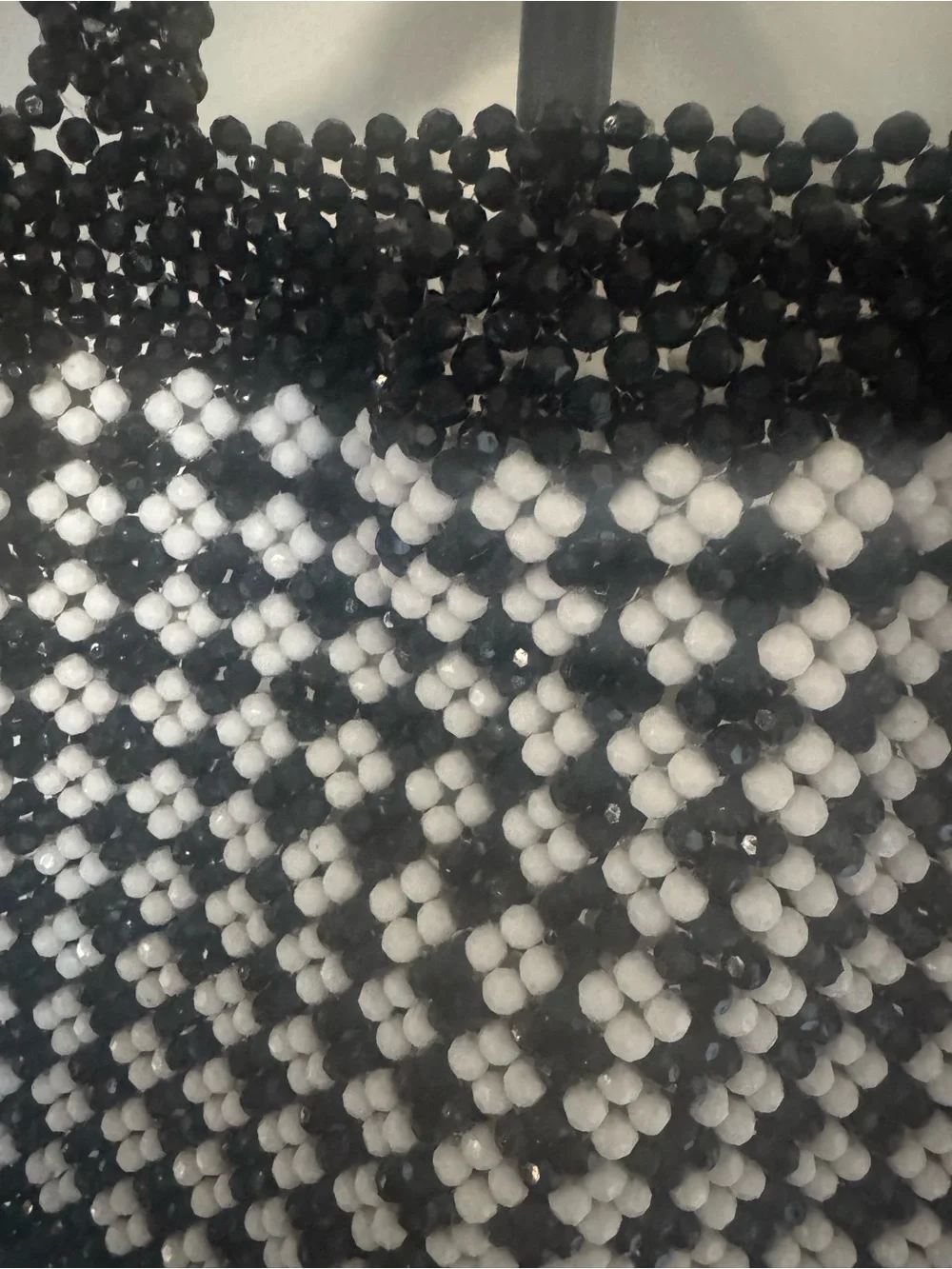 Trouve Black and White Beaded Checker Shoulder Bag